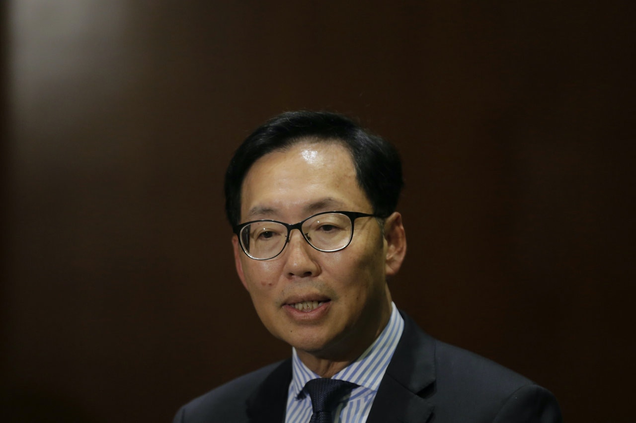 陳健波會後總結稱，對會議情況非常失望，稱自己已「好努力做」。（李澤彤攝）