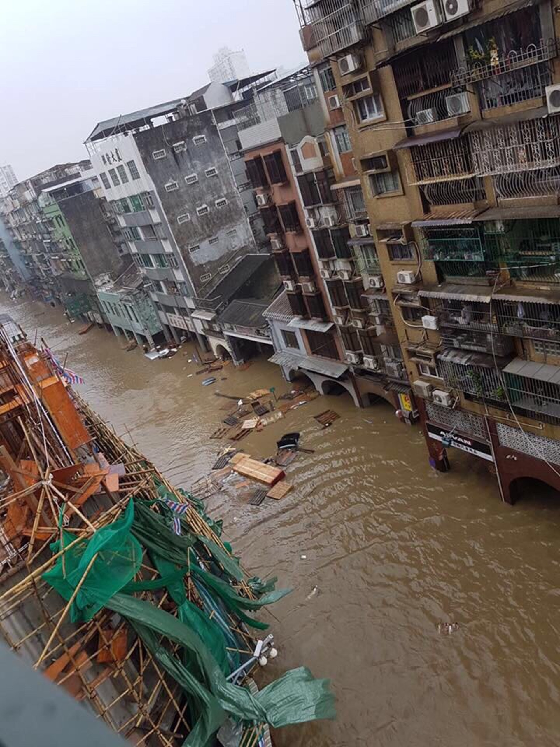 澳門市面受天鴿影響,發生多宗意外。(網上圖片) 澳門市面受天鴿影響,發生多宗意外。(網上圖片)