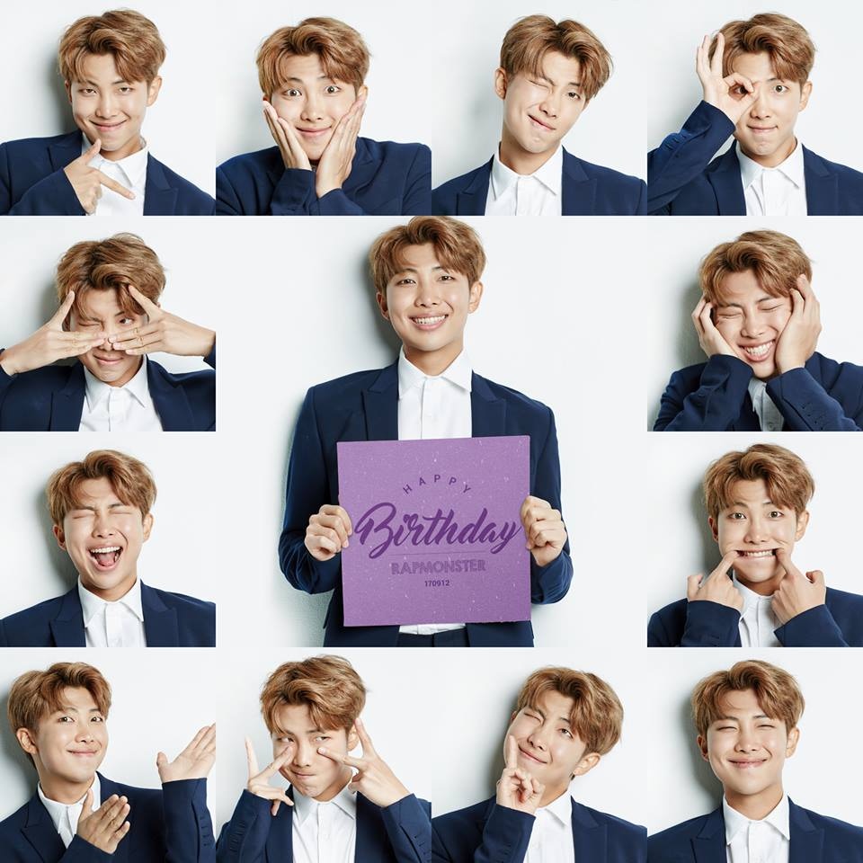 BTS防彈少年團成員Rap Monster生日，公司在BTS官方Facebook以2017 RAPMONY DAY為題上傳了多張Rap Monster的相片。（網上圖片）