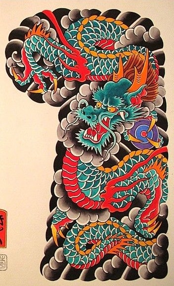 日本人對龍存有崇敬之意。 高雄刺青、刺青、高雄刺青店、高雄刺青推薦、高雄刺青改圖、高雄紋身