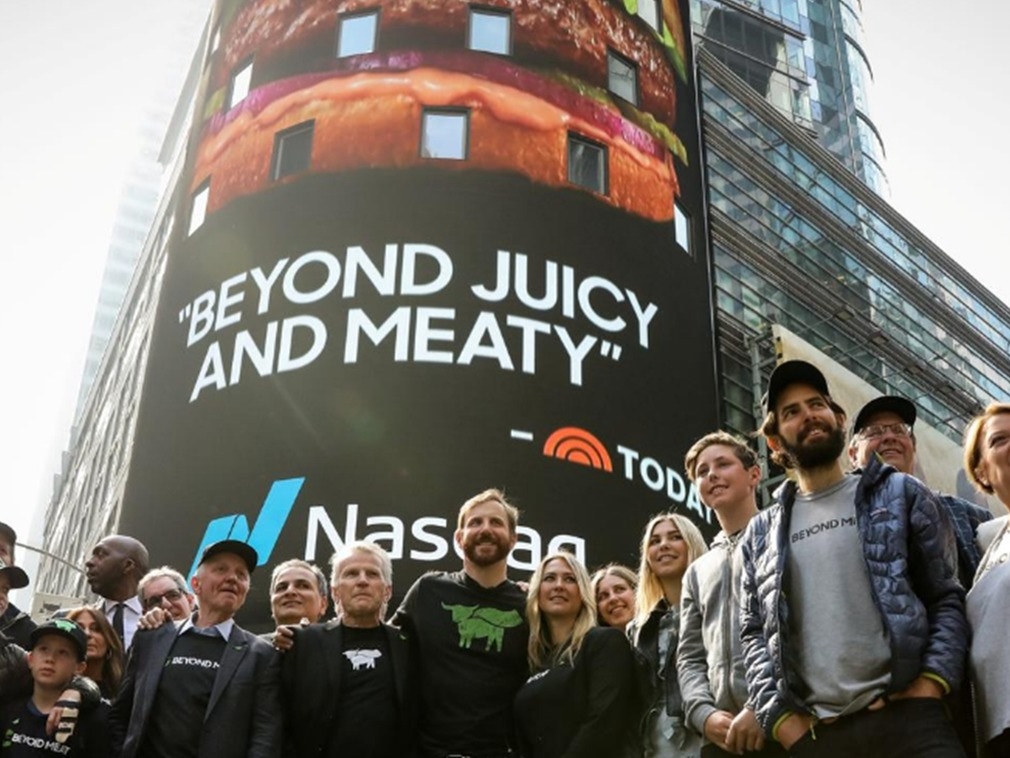 Beyond Meat公司於5月2日在美股上市，交易首日股價漲幅一度飆逾163%，是2008年金融海嘯以來華爾街首日IPO最好的表現。（Reuters）