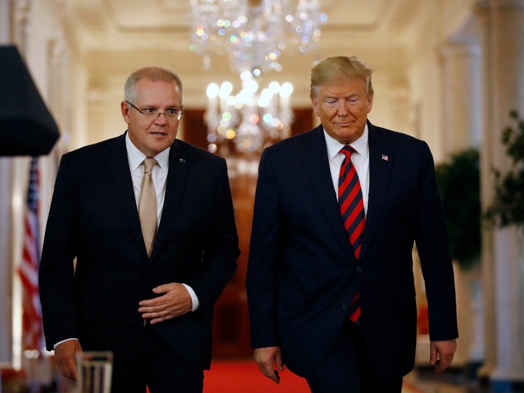 莫里森（左）在訪美期間，受到特朗普的高規格接待。（AP）