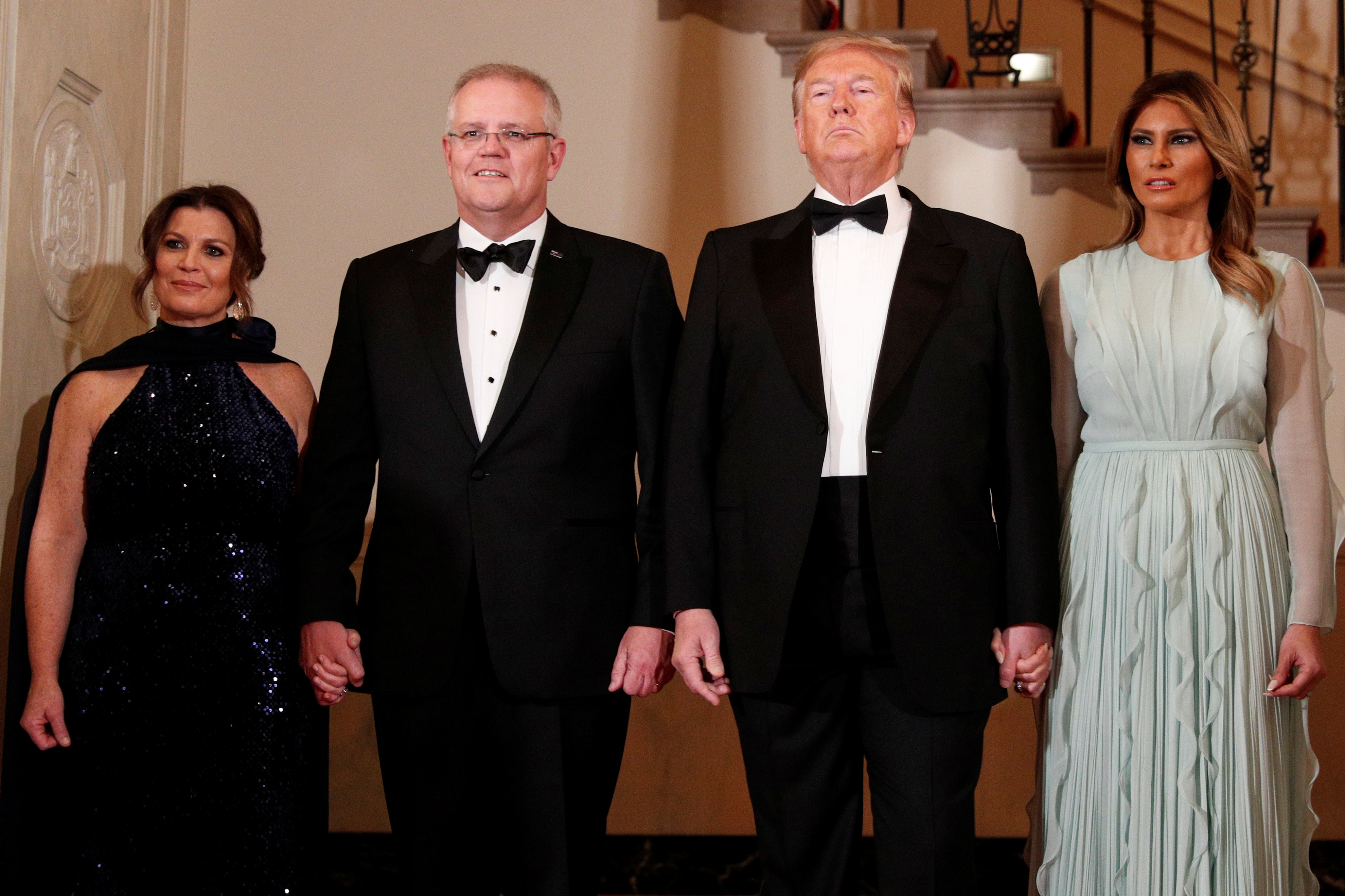 特朗普被指向多名外國領袖協助司法部調查通俄門源頭，澳洲總理莫里森就是其中一位答應協助的領袖。（Reuters）