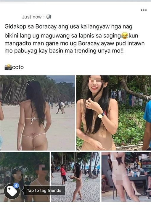 台灣女遊客的穿着引起當地人熱烈討論。（Facebook截圖）