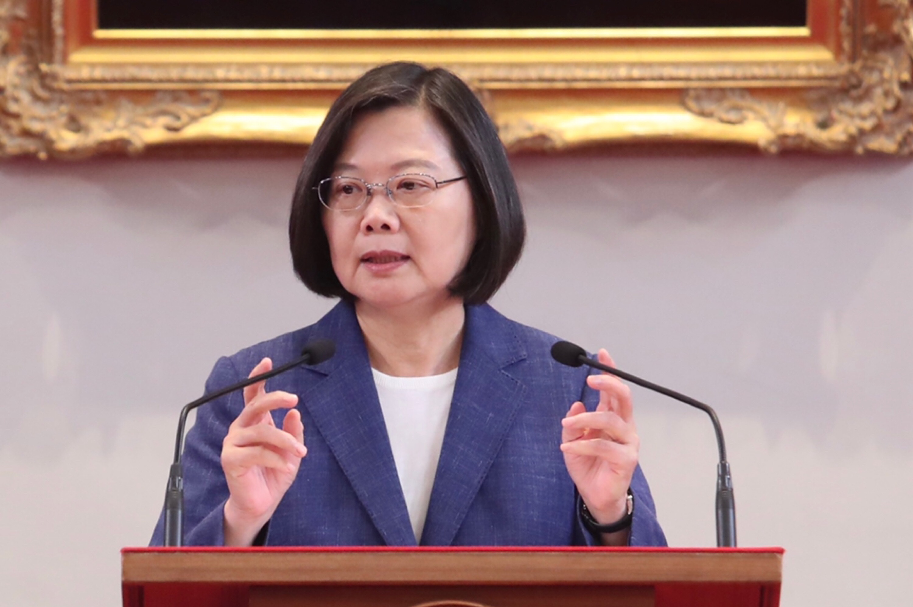 台灣總統蔡英文14日上午在總統府舉行記者會，宣布今年
APEC經濟領袖會議由台積電創辦人張忠謀再度出任領袖
代表。（中央社）