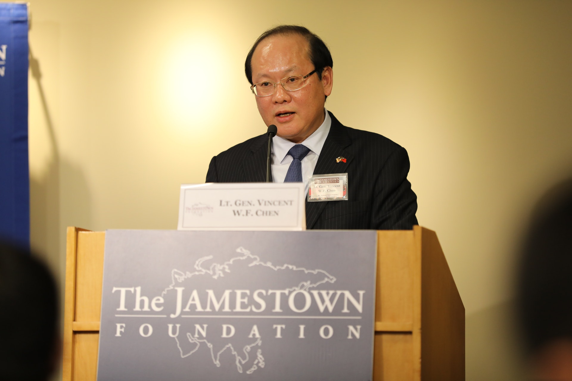 台灣國安局副局長陳文凡在華盛頓以「中國對台影響力行動」為題發表演說。(中央社) 台灣國安局副局長陳文凡在華盛頓以「中國對台影響力行動」為題發表演說。(中央社)