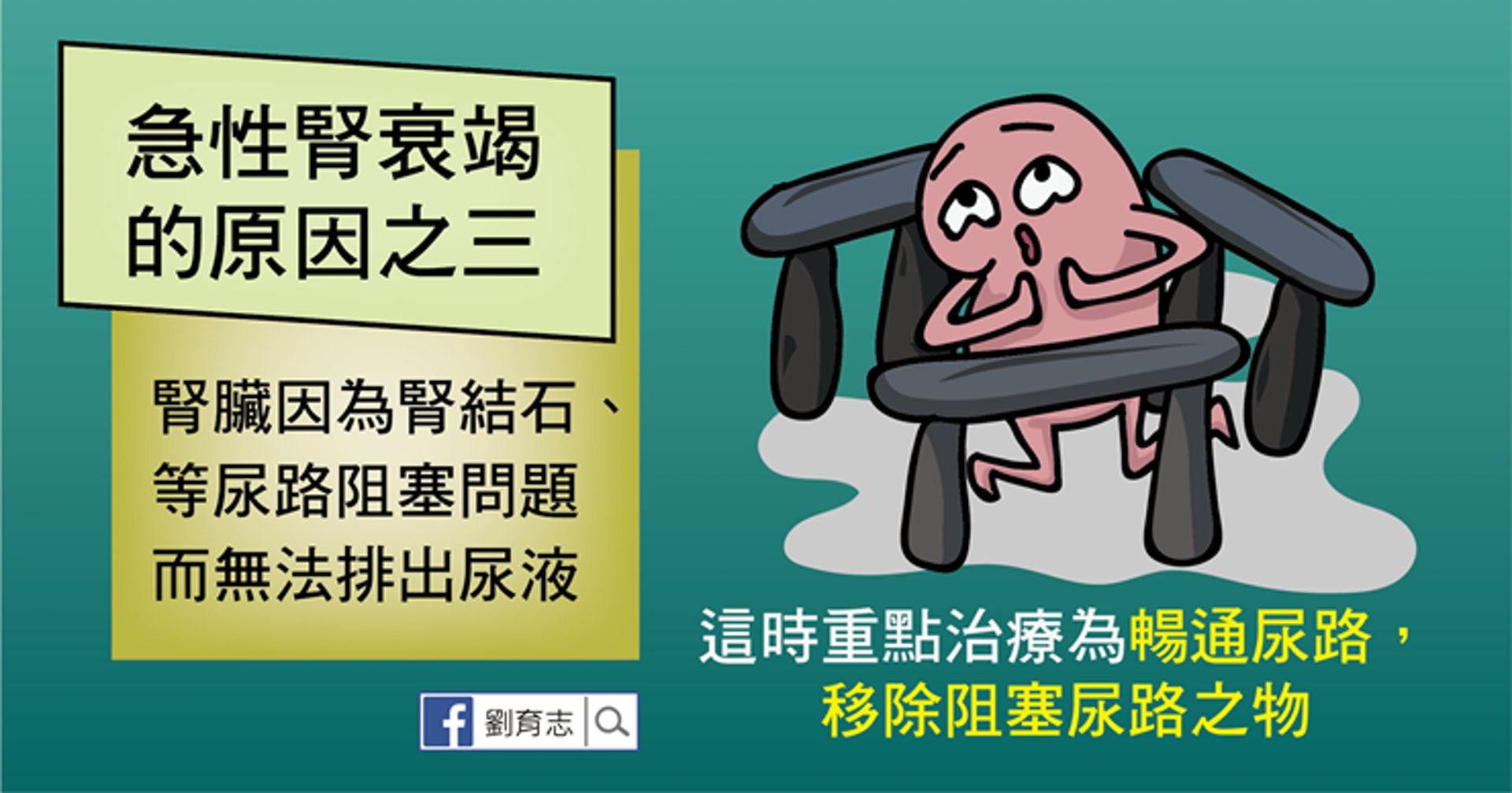 第三個原因則是腎臟因為腎結石、膀胱結石等尿路阻塞問題而無法排出尿液，這時重點治療為暢通尿路並移除阻塞尿路之物。（照護線上授權使用）