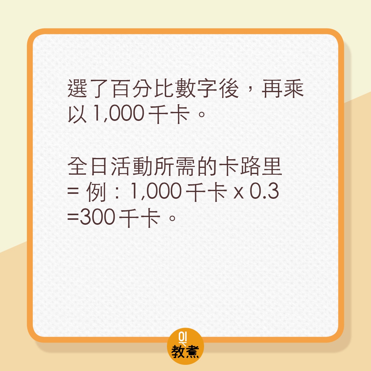 計算個人每天所需卡路裡的方法。