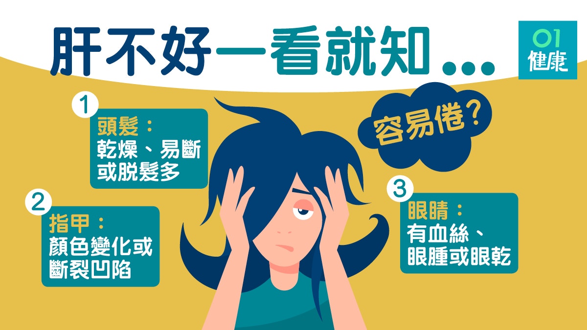 肝火｜指甲斷肝血不足頭髮油肝火旺　肝臟好不好睇呢3部位就知！