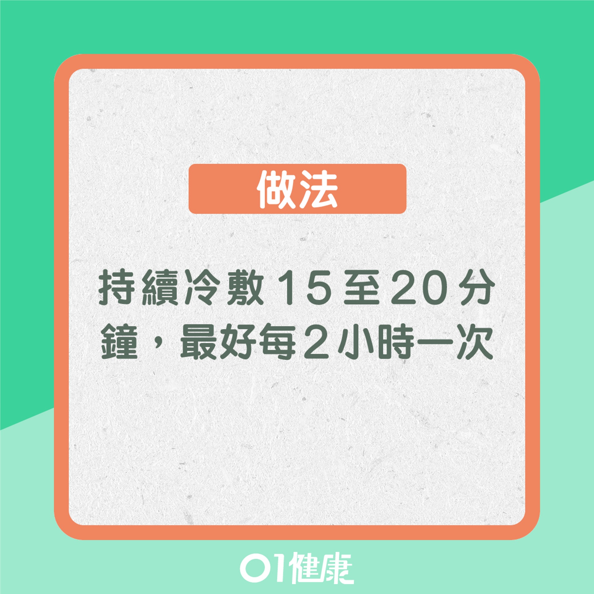 做法:持續15至20分鐘,最好每2小時一次(01製圖) 做法:持續15至20分鐘,最好每2小時一次(01製圖)