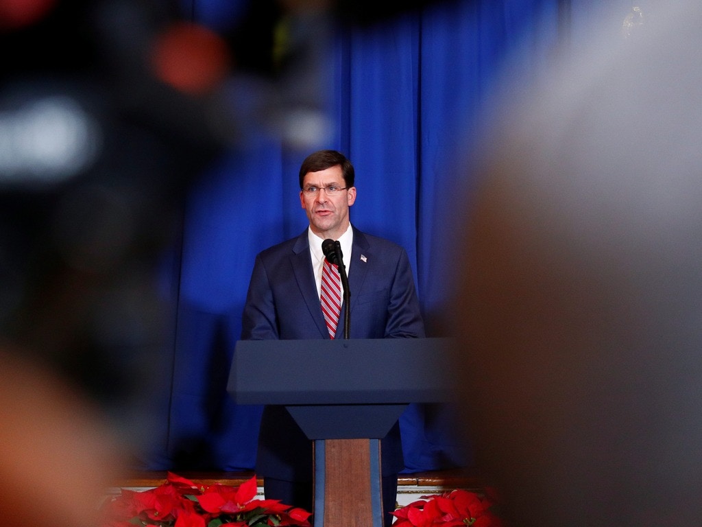 美國國防部長於12月29日宣布了美軍對什葉派武裝空襲的消息。（Reuters）