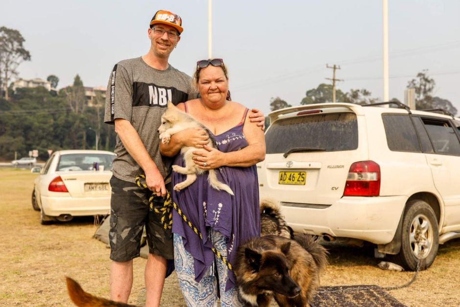 The Gardner family of four fled the wildfire, taking only their car and 13 dogs with them at the critical moment. (ABC News)