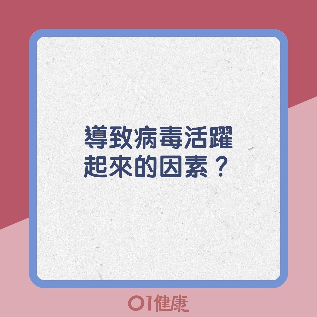 導致病毒活躍起來的因素?(01製圖) 導致病毒活躍起來的因素?(01製圖)