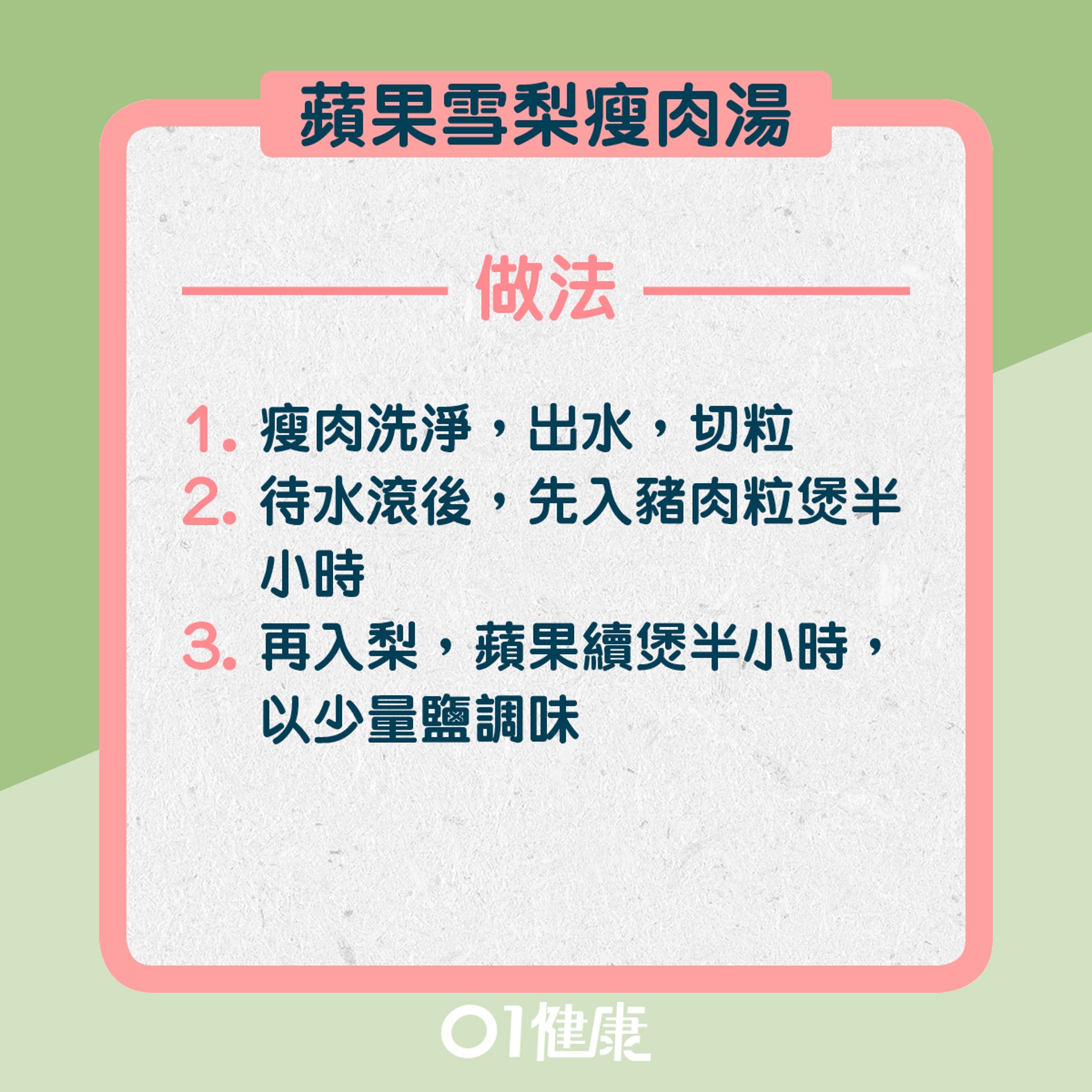 2. 蘋果雪梨瘦肉湯:做法(01製圖) 2. 蘋果雪梨瘦肉湯:做法(01製圖)