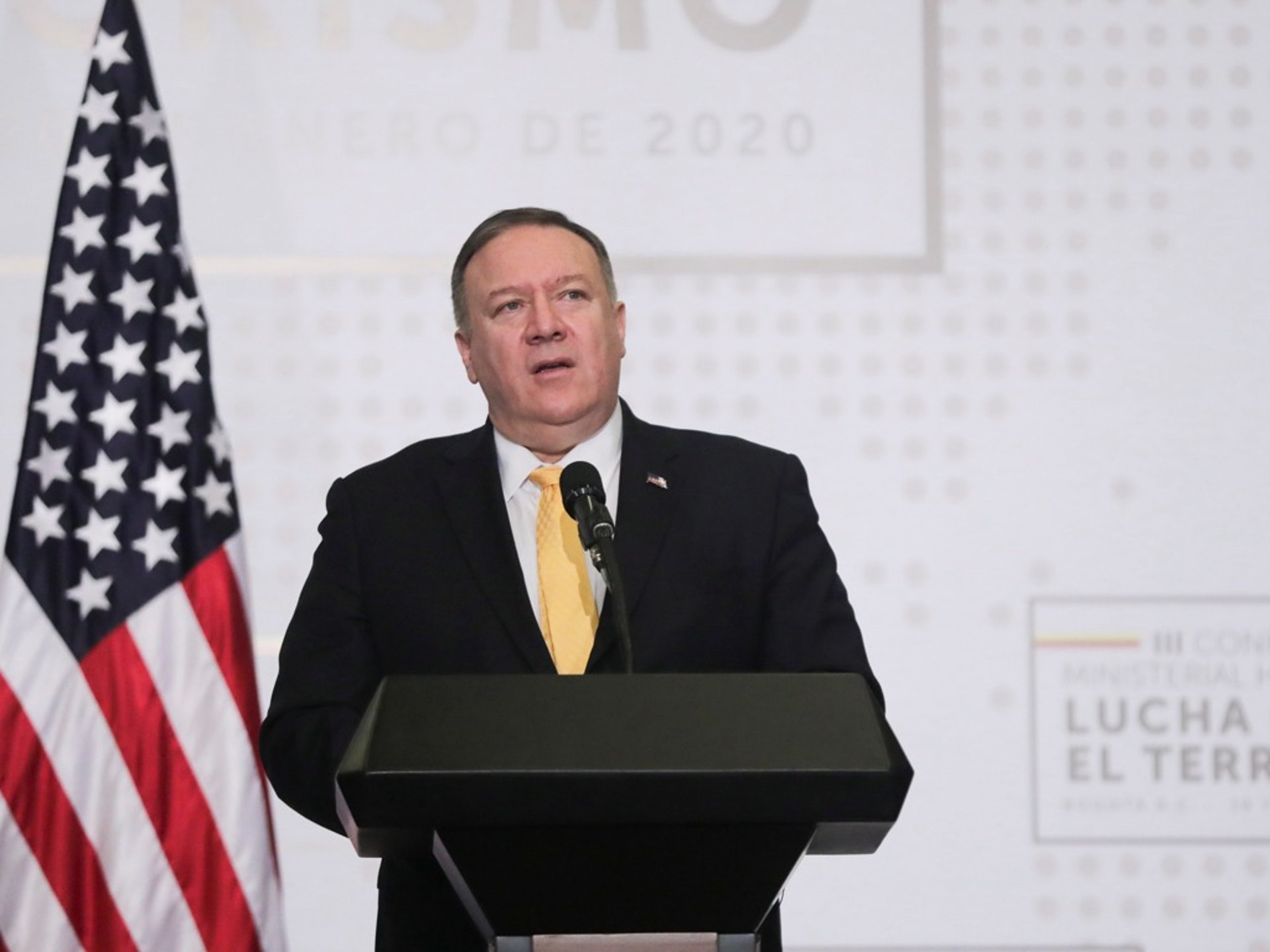 蓬佩奧在烏克蘭問題上的做法被外界詬病。圖為蓬佩奧哥倫比亞首都波哥大舉行的第三屆西半球反恐部長級會議上發表講話。(Reuters) 蓬佩奧在烏克蘭問題上的做法被外界詬病。圖為蓬佩奧哥倫比亞首都波哥大舉行的第三屆西半球反恐部長級會議上發表講話。(Reuters)