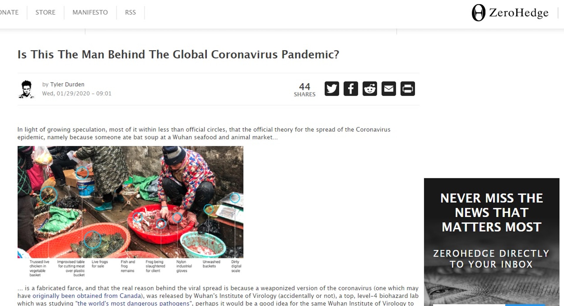 Zero Hedge因在Twitter上刊登報道,遭Twitter永久封禁帳號。(Zero Hedge網頁截圖) Zero Hedge因在Twitter上刊登報道,遭Twitter永久封禁帳號。(Zero Hedge網頁截圖)