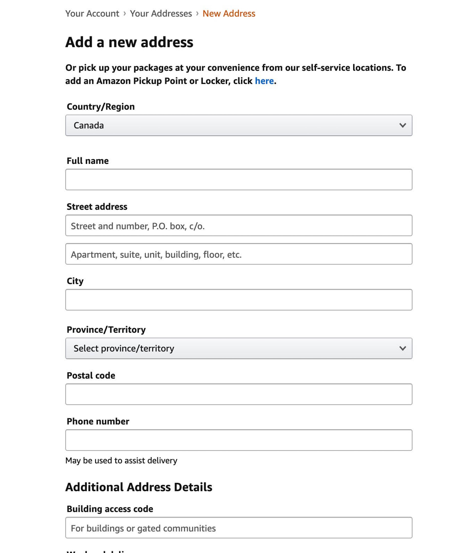 4. 在Add a new address內,輸入Shipbao為用家提供的加拿大集運倉地址(網上截圖) 4. 在Add a new address內,輸入Shipbao為用家提供的加拿大集運倉地址(網上截圖)