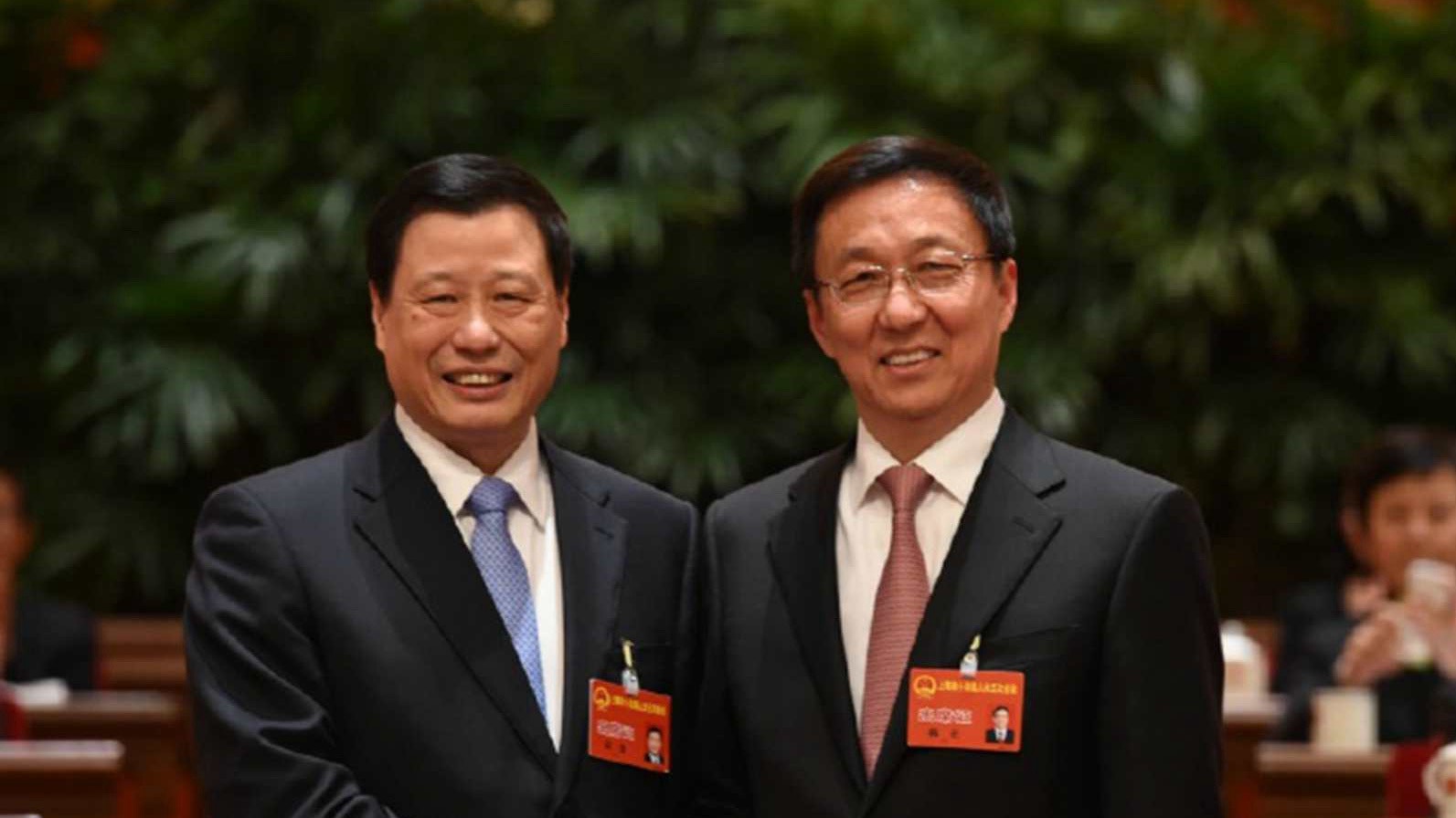 上海市長應勇（左）臨危受命出任湖南省委書記。（上海發布）