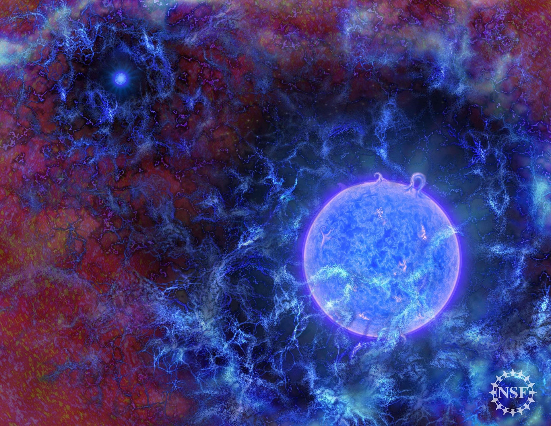 2018年2月28日訊,《自然》雜誌發佈了一張關於宇宙時間軸的照片,美國亞利桑那州立大學(Arizona State University)的研究人員發現,在大爆炸後的1.8億年後,出現了第一批恒星。(視覺中國) 2018年2月28日訊,《自然》雜誌發佈了一張關於宇宙時間軸的照片,美國亞利桑那州立大學(Arizona State University)的研究人員發現,在大爆炸後的1.8億年後,出現了第一批恒星。(視覺中國)