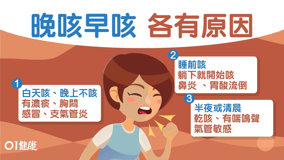 咳嗽成因 躺下便咳或胃酸倒流3時段咳各有成因肺癌幾時咳 香港01 健康