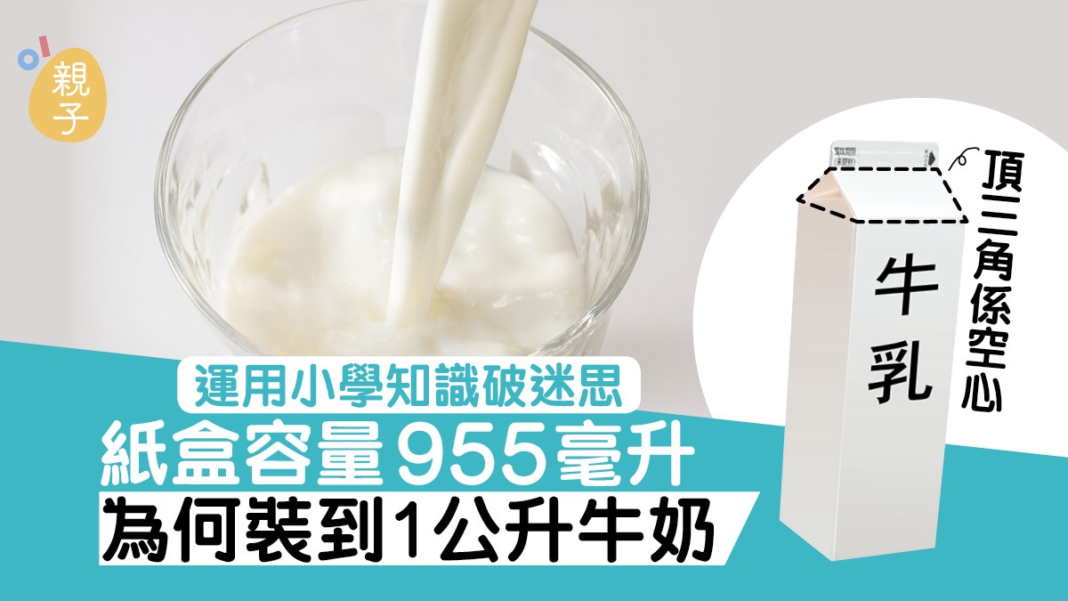 與小朋友破解包裝之迷 1公升牛奶如何放入955毫升紙盒？