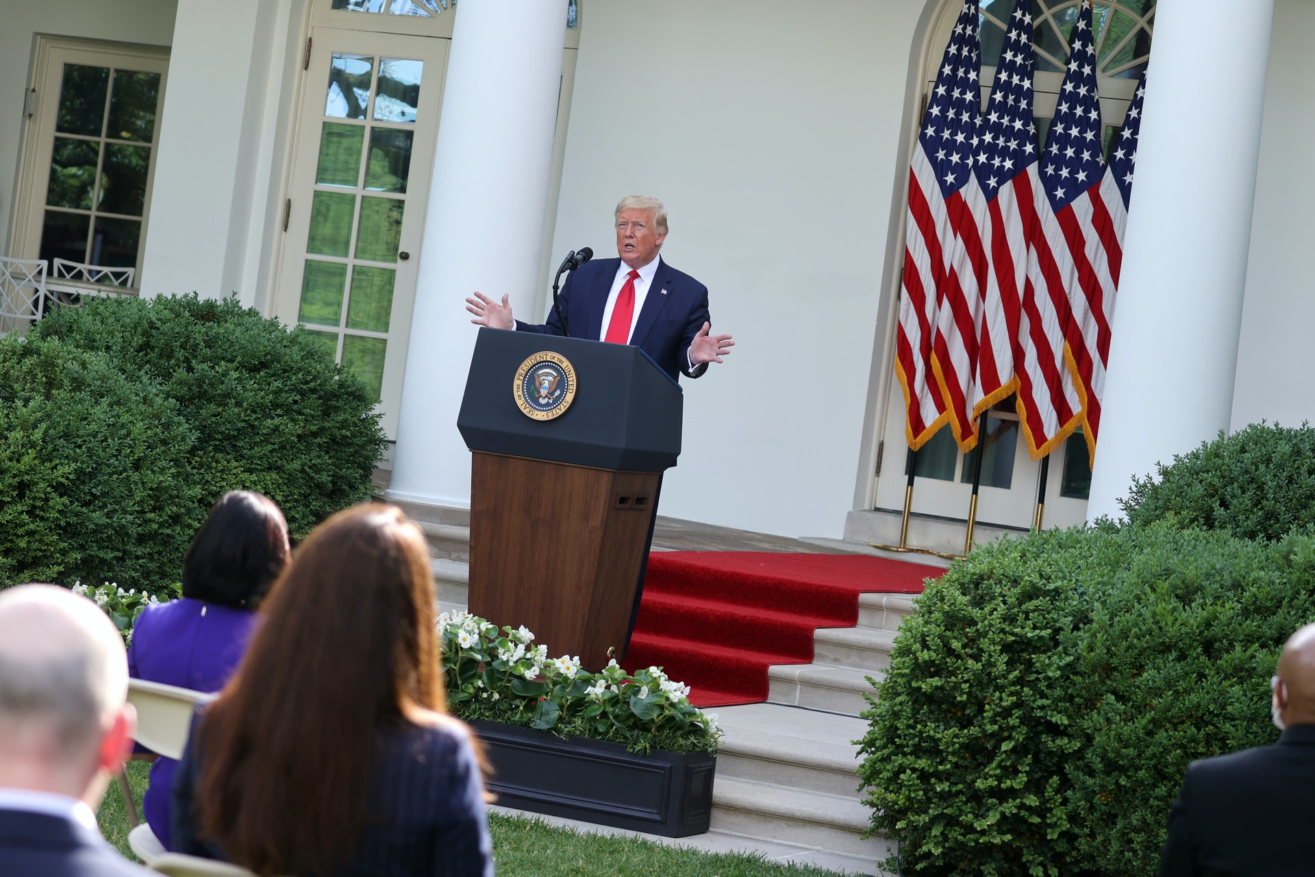 港版國安法:特朗普稱他們「正在做一些事情」,形容舉措「非常有力」。攝於5月26日,白宮記者會。(Reuters) 港版國安法:特朗普稱他們「正在做一些事情」,形容舉措「非常有力」。攝於5月26日,白宮記者會。(Reuters)