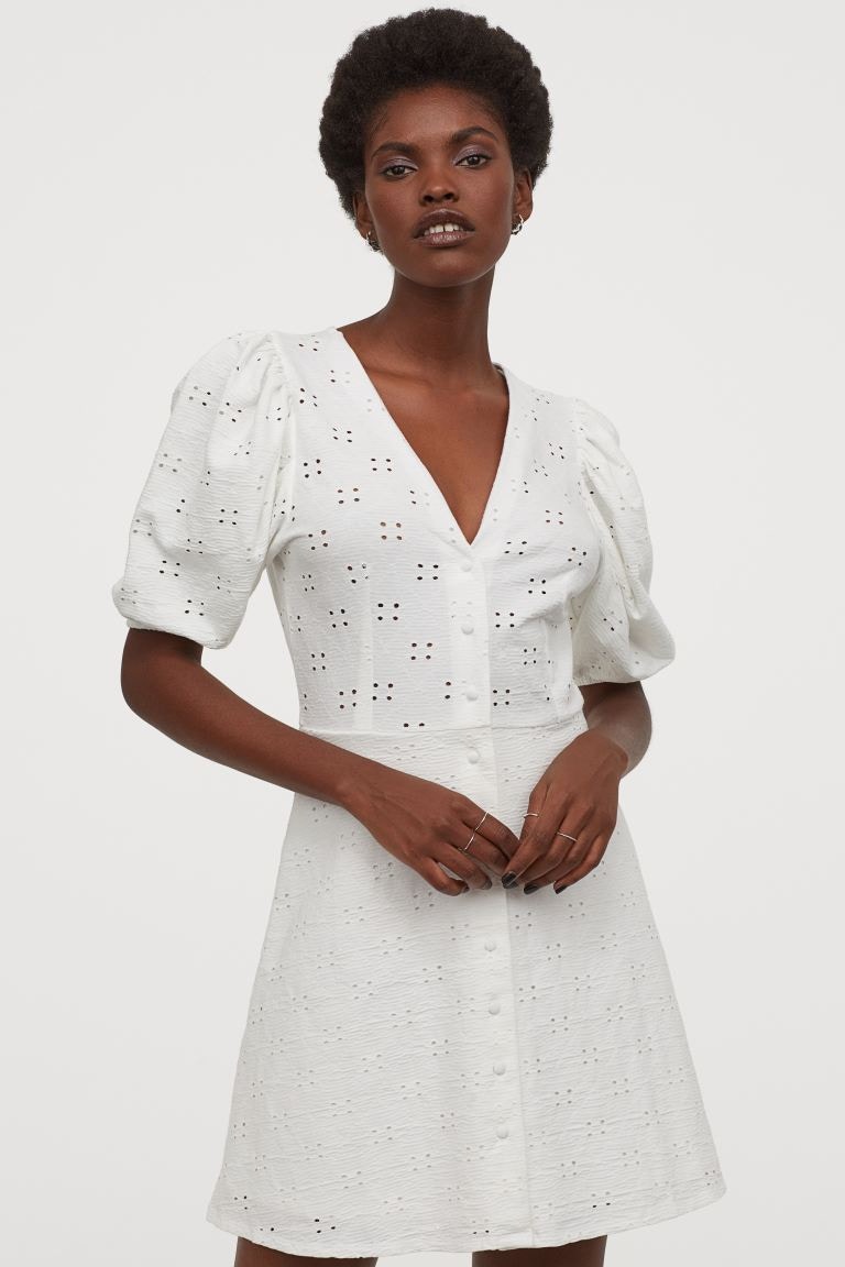 H&M 公主袖棉質洋裝HK$179(hm.com)