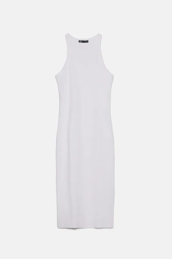Zara羅紋削肩連身裙HK$129（zara.com）