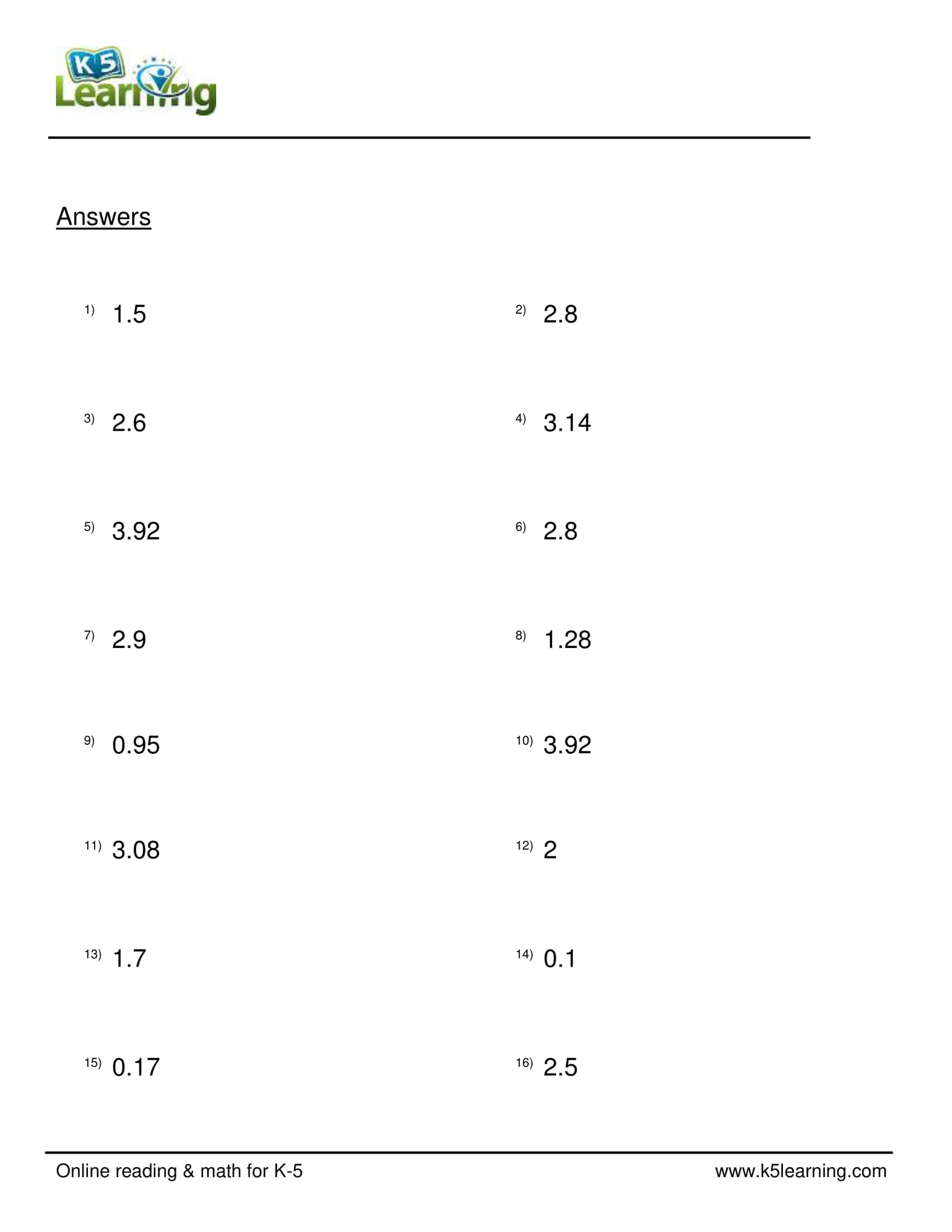 數學工作紙 小五小六免費工作紙學習面積計算及分數小數轉換
