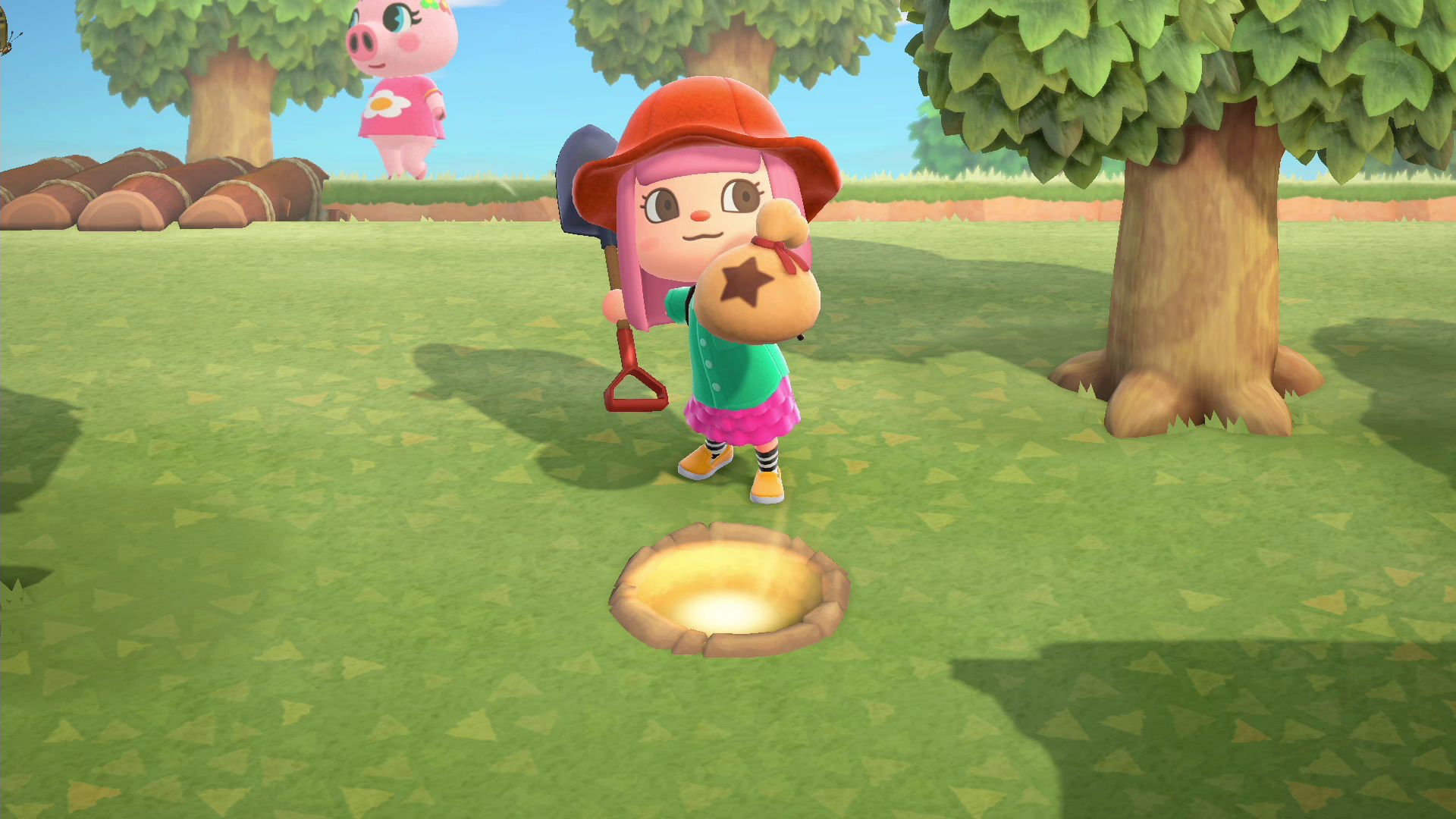 遊戲每日都會在隨機位置產生一個發光的地面,使用鏟子挖掘後可取得埋藏在下方的1000鈴錢,之後千萬別直接把它封了 遊戲每日都會在隨機位置產生一個發光的地面,使用鏟子挖掘後可取得埋藏在下方的1000鈴錢,之後千萬別直接把它封了