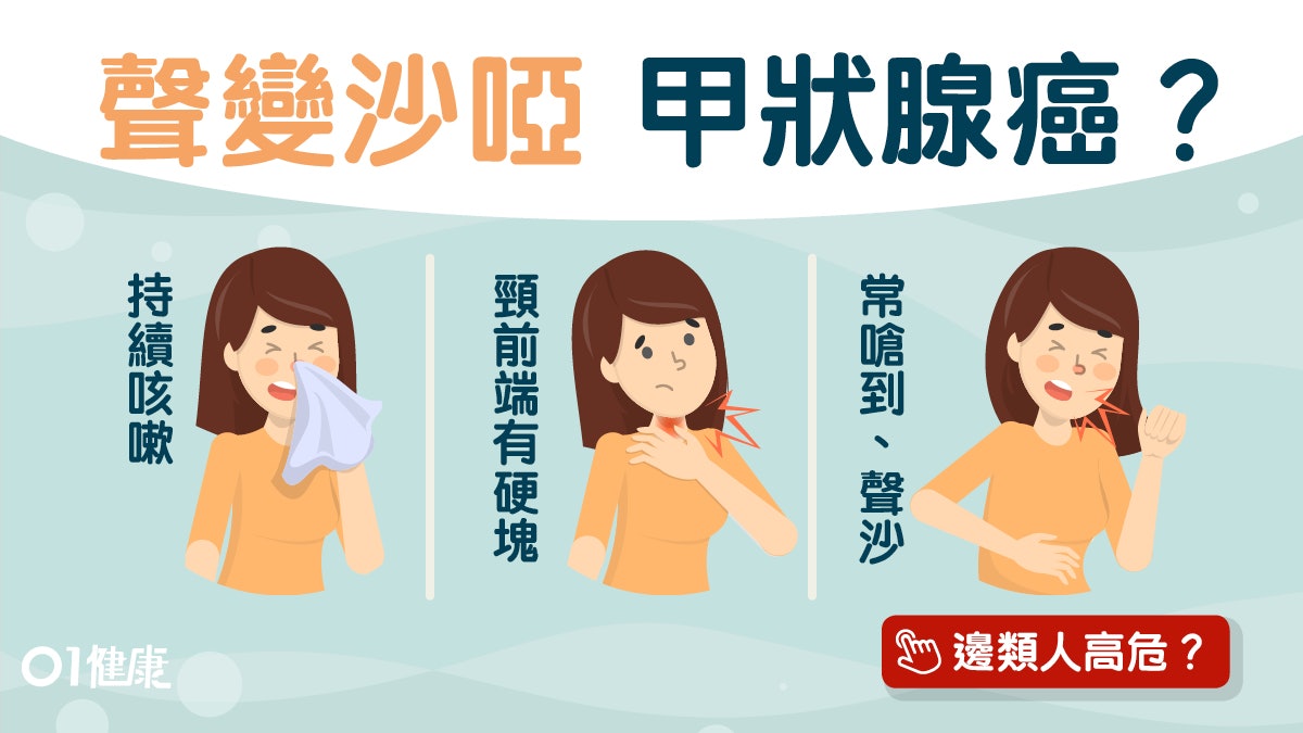 【甲狀腺癌】咳嗽聲沙頸有硬塊5大病徵 少食魚缺碘家族遺傳高危 【甲狀腺癌】咳嗽聲沙頸有硬塊5大病徵 少食魚缺碘家族遺傳高危