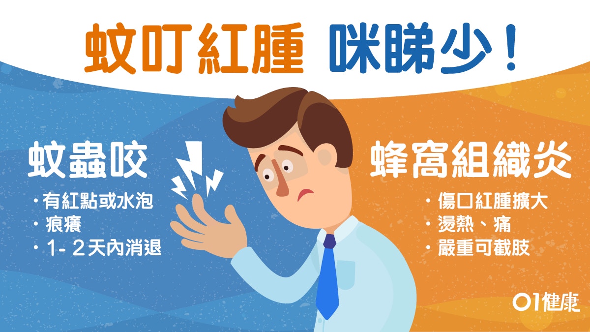 蚊叮蟲咬數天紅腫不退感熱痛　感染蜂窩性組織炎4類人士高危