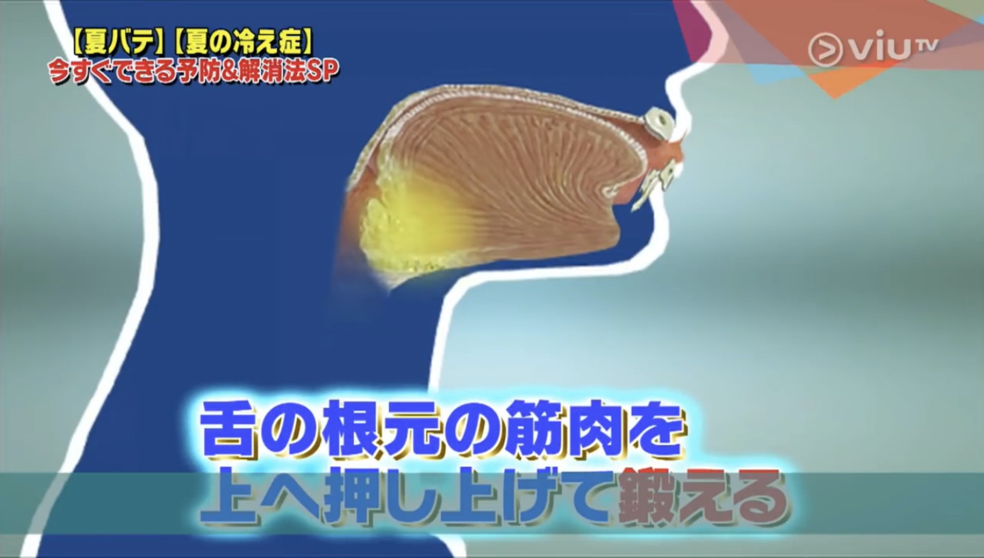 原理是透過把舌頭根部住上頂,鍛鍊該部分的肌肉。(Viu TV《恐怖醫學》影片截圖) 原理是透過把舌頭根部住上頂,鍛鍊該部分的肌肉。(Viu TV《恐怖醫學》影片截圖)