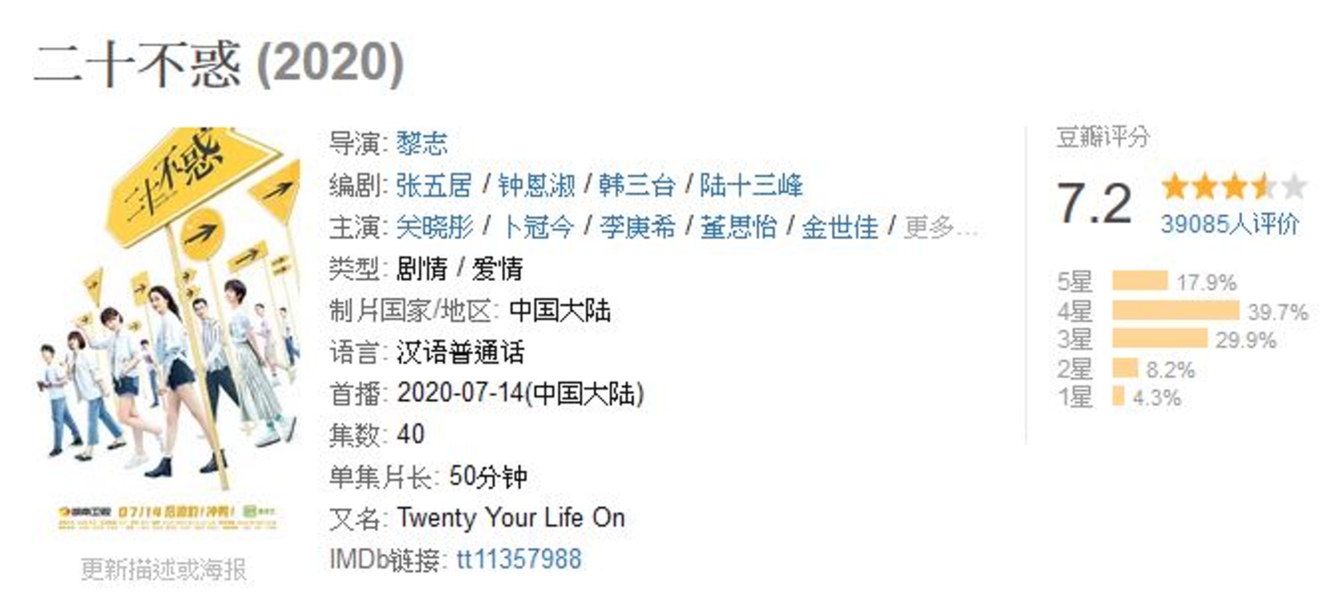 首播當晚,本劇拿下2.47的收視率,喜提劇集榜首。愛奇藝內站熱度值突破8000,還一口氣連上三個熱搜:#我的二十不惑#、#關曉彤李庚希做室友#、#看薑小果要錢好氣#,豆瓣開分7.6,在國產劇中及格了(豆瓣網截圖) 首播當晚,本劇拿下2.47的收視率,喜提劇集榜首。愛奇藝內站熱度值突破8000,還一口氣連上三個熱搜:#我的二十不惑#、#關曉彤李庚希做室友#、#看薑小果要錢好氣#,豆瓣開分7.6,在國產劇中及格了(豆瓣網截圖)