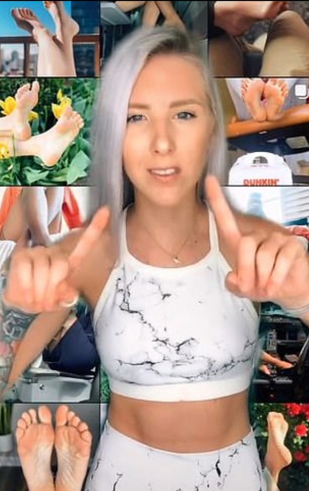 美國空姐Deej靠着上網賣美腳照賺外快，近日在TikTok發布全套教學影片，意外引來一堆純粹因好奇而來的新粉絲。（TikTok@djsbeercave）