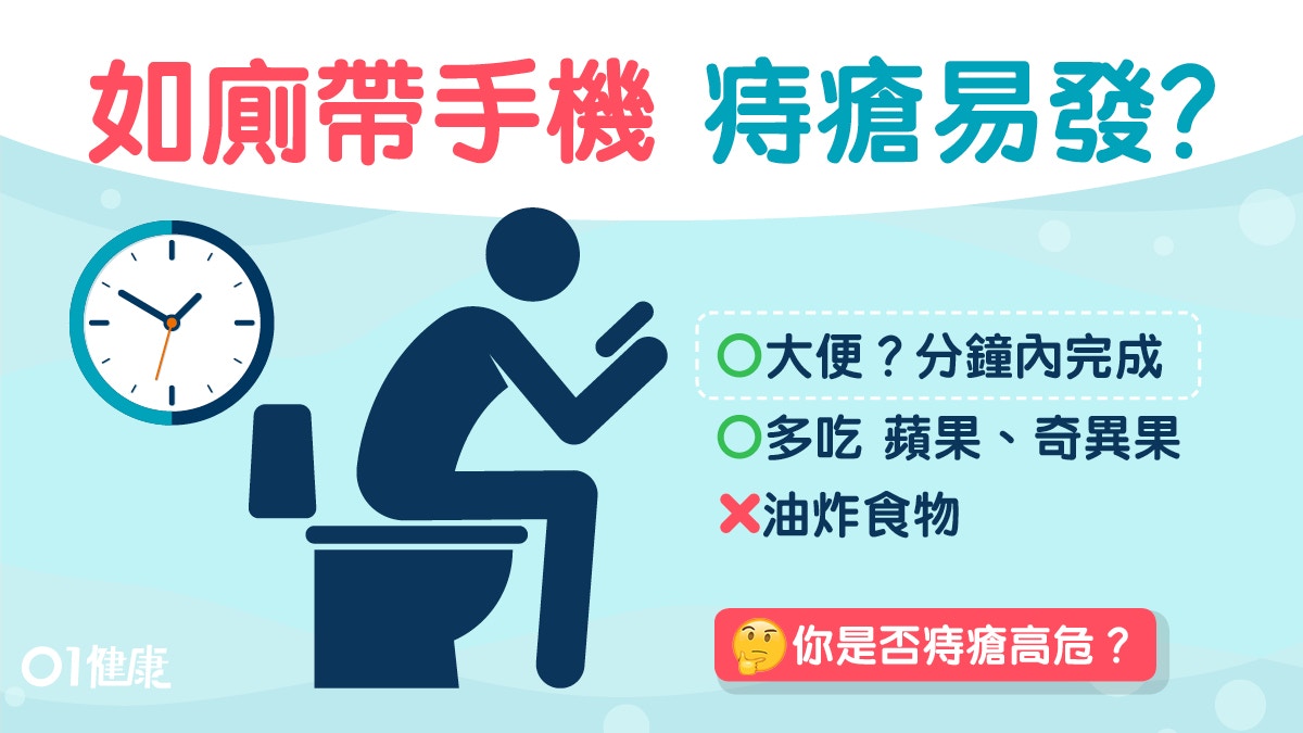 【痔瘡】大便玩手機易中招　9預防方法多吃奇異果大便幾耐至啱？