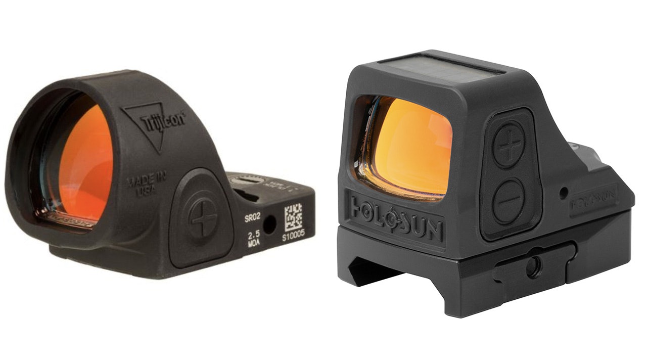 圖左為Trijicon使用涉事專利的專業反射光學鏡(Specialized Reflex Optic),圖右為訴訟中提到的Holosun最貴一款瞄準鏡。 圖左為Trijicon使用涉事專利的專業反射光學鏡(Specialized Reflex Optic),圖右為訴訟中提到的Holosun最貴一款瞄準鏡。