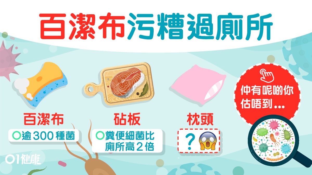 家居消毒｜砧板糞便菌多坐廁200%！家居10大含菌黑點附清潔貼士