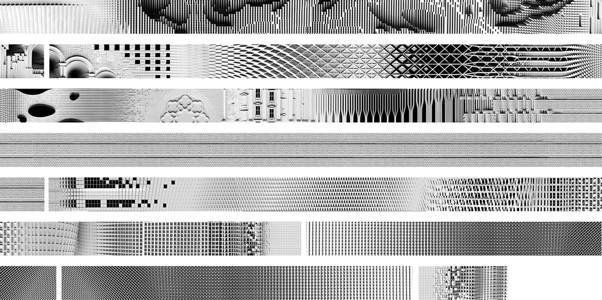 Bicycle Parking the Hague的室內玻璃幕牆,將17座海牙市內的新、舊、概念建築物外牆結構連結成平面與立體視覺藝術品。(網上圖片) Bicycle Parking the Hague的室內玻璃幕牆,將17座海牙市內的新、舊、概念建築物外牆結構連結成平面與立體視覺藝術品。(網上圖片)
