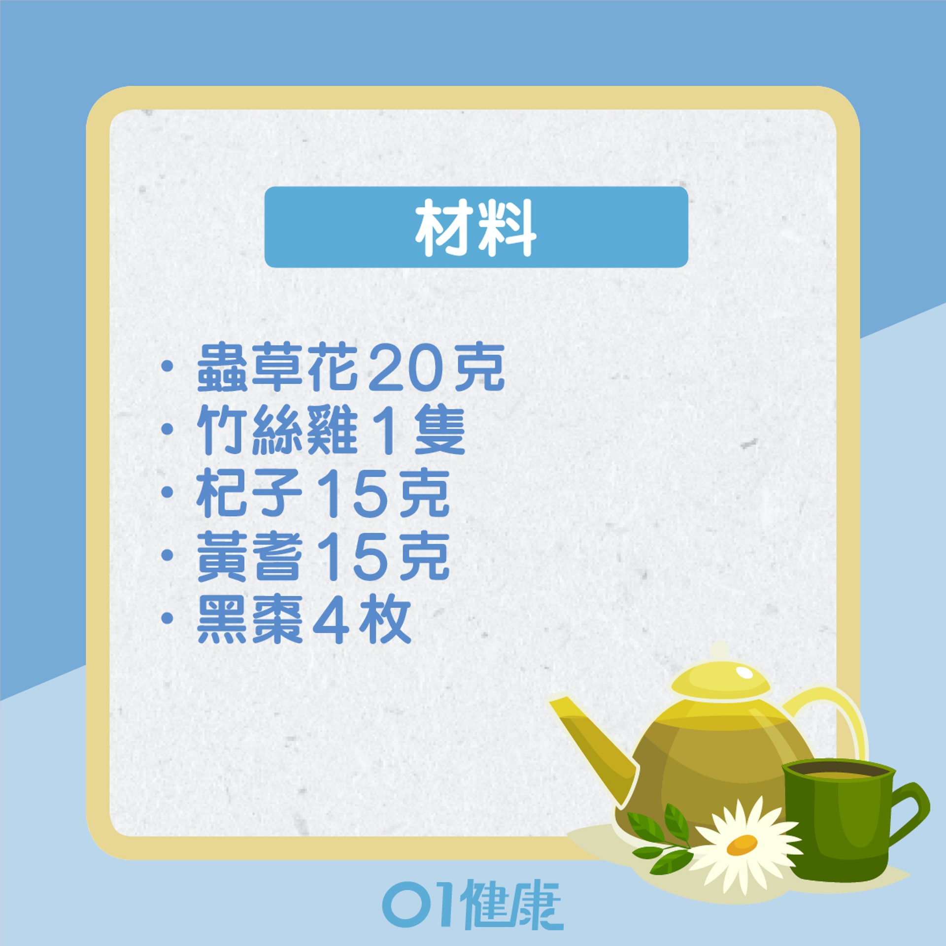 補腎填精:蟲草花竹絲雞湯(01製圖) 補腎填精:蟲草花竹絲雞湯(01製圖)