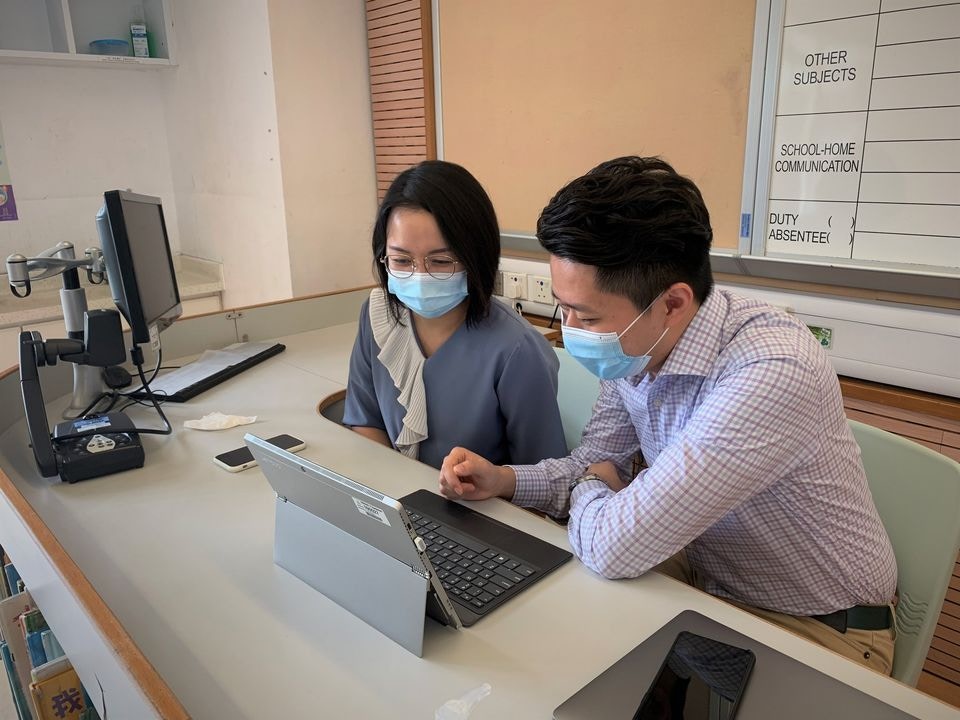 香港浸會大學附屬學校王錦輝中小學為小一學生提供的網上適應課。（圖片由學校提供）