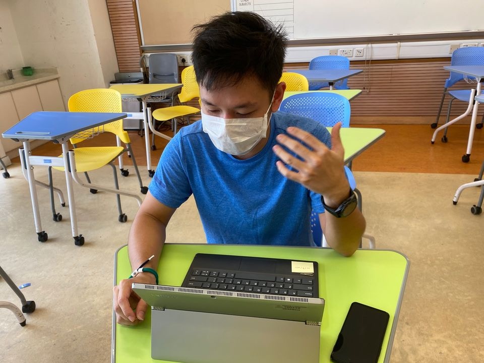 香港浸會大學附屬學校王錦輝中小學為小一學生提供的網上適應課。（圖片由學校提供）