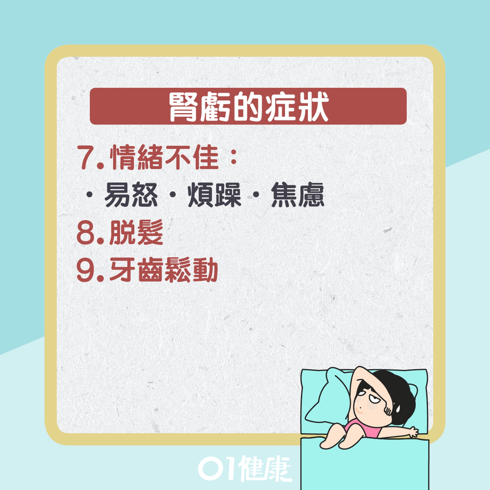 腎虧的成因及症狀(01製圖) 腎虧的成因及症狀(01製圖)