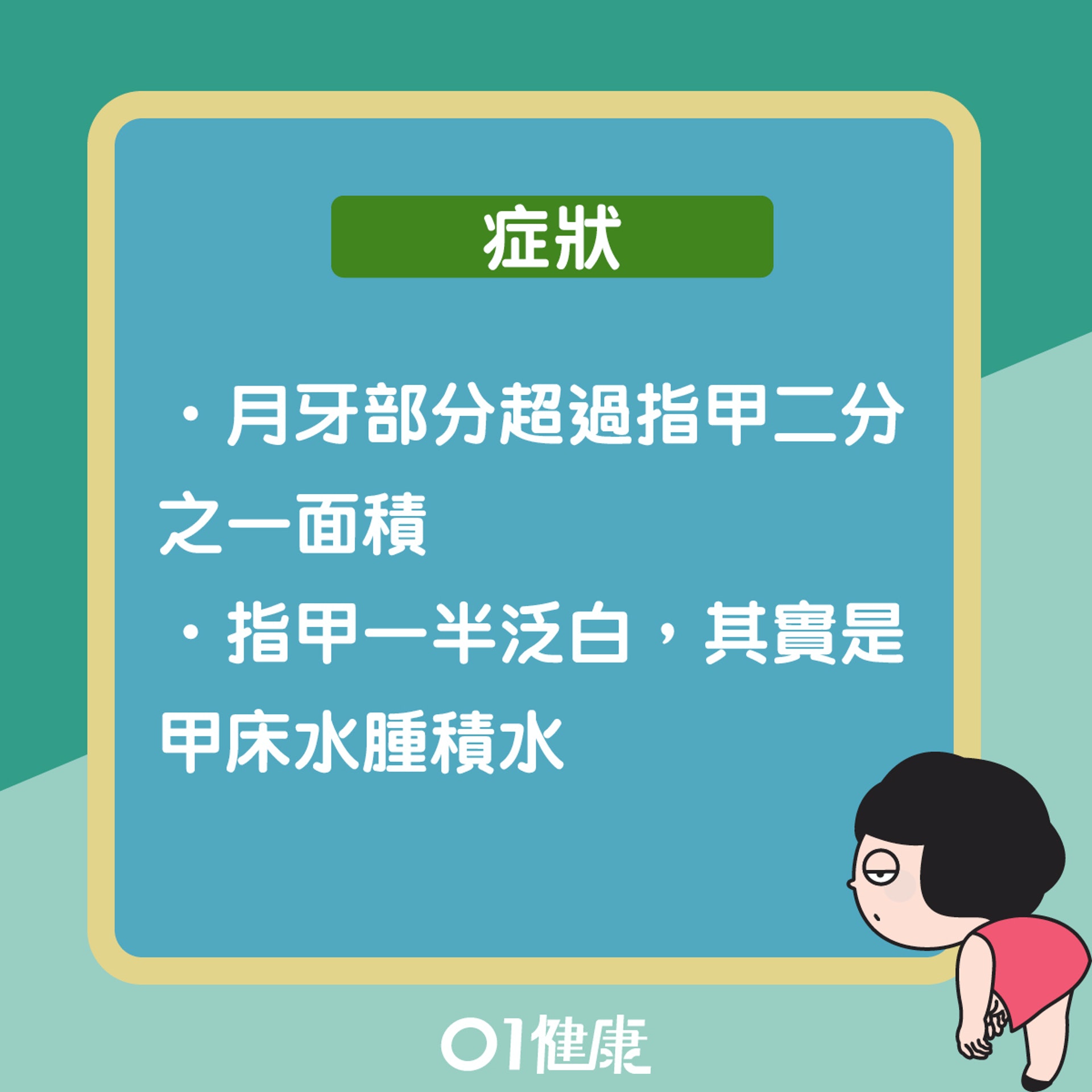 月牙太大有腎炎?(01製圖) 月牙太大有腎炎?(01製圖)