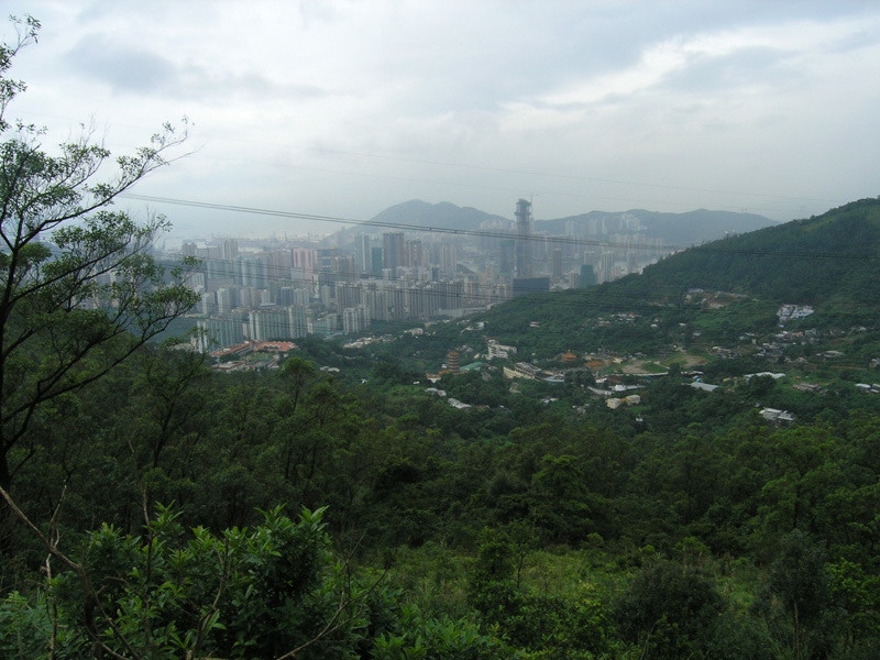 在龍門郊遊徑的路上，可以見到荃灣葵涌一帶的景色。（野外動向授權使用）