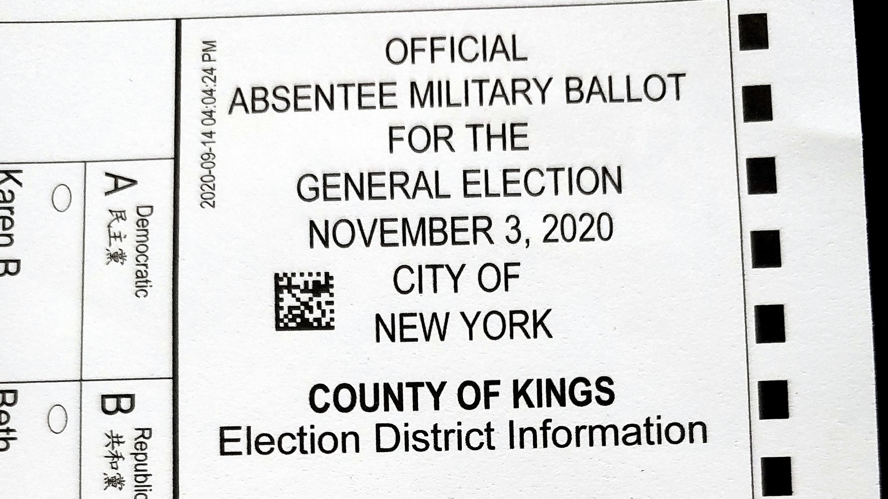 美國大選】紐約郵寄選票回函信封印錯約十萬選民受影響