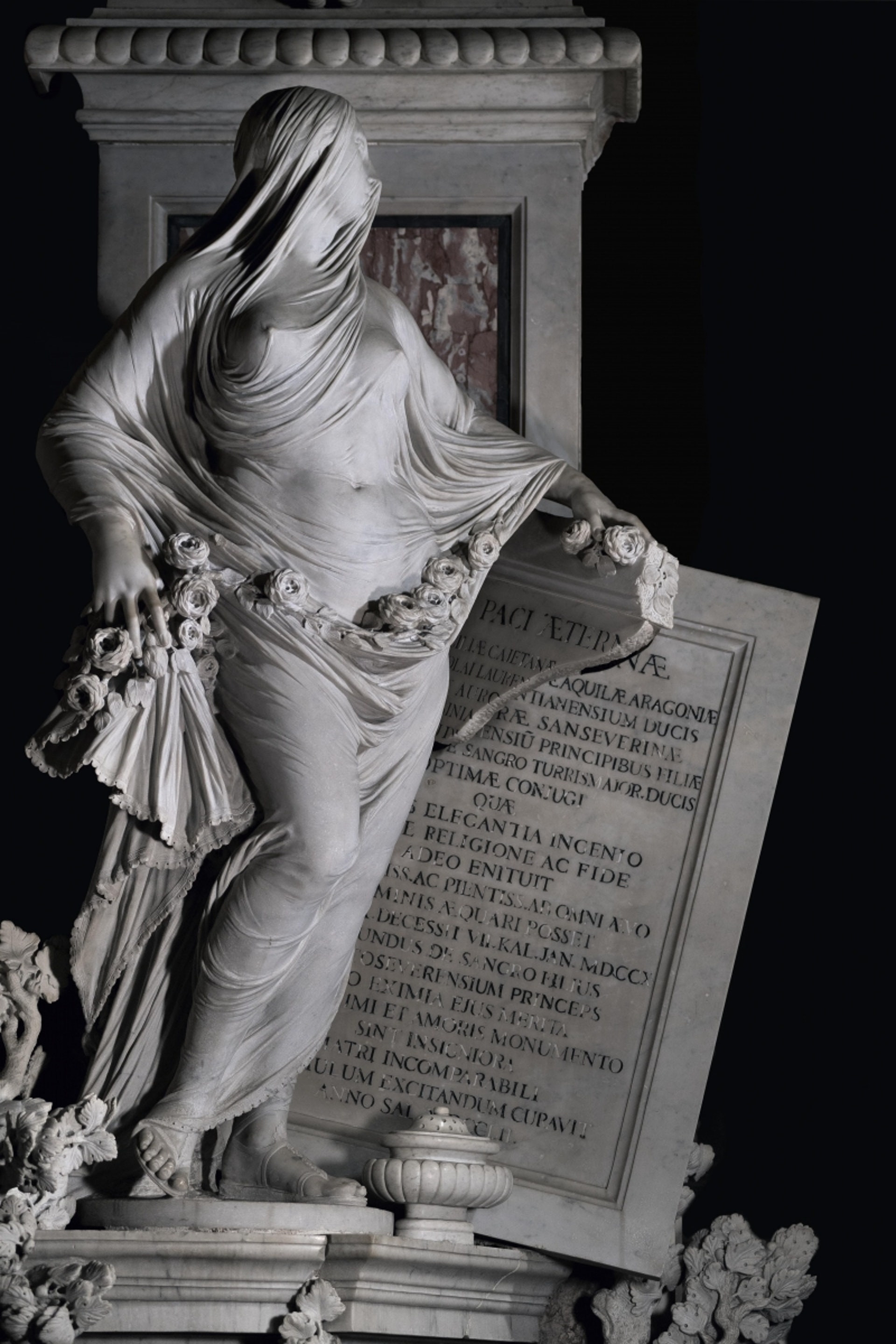 Antonio Corradini在1750年完成的《蒙面的真理》（Pudicizia，又稱謙遜或貞潔）。（圖片擷取自︰www.museosansevero.it）