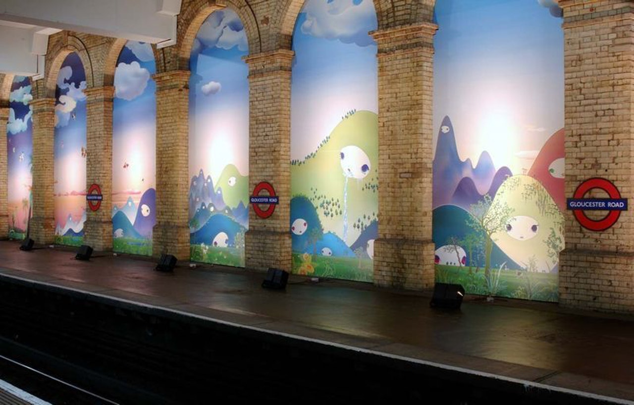 "GLOUCESTER ROAD SUBWAY STATION INSTALLATION "
at Gloucester Road Subway Station (United Kingdom), 2006
©2006 Chiho Aoshima/Kaikai Kiki Co., Ltd. All Rights Reserved. Courtesy Perrotin "GLOUCESTER ROAD SUBWAY STATION INSTALLATION "
at Gloucester Road Subway Station (United Kingdom), 2006
©2006 Chiho Aoshima/Kaikai Kiki Co., Ltd. All Rights Reserved. Courtesy Perrotin