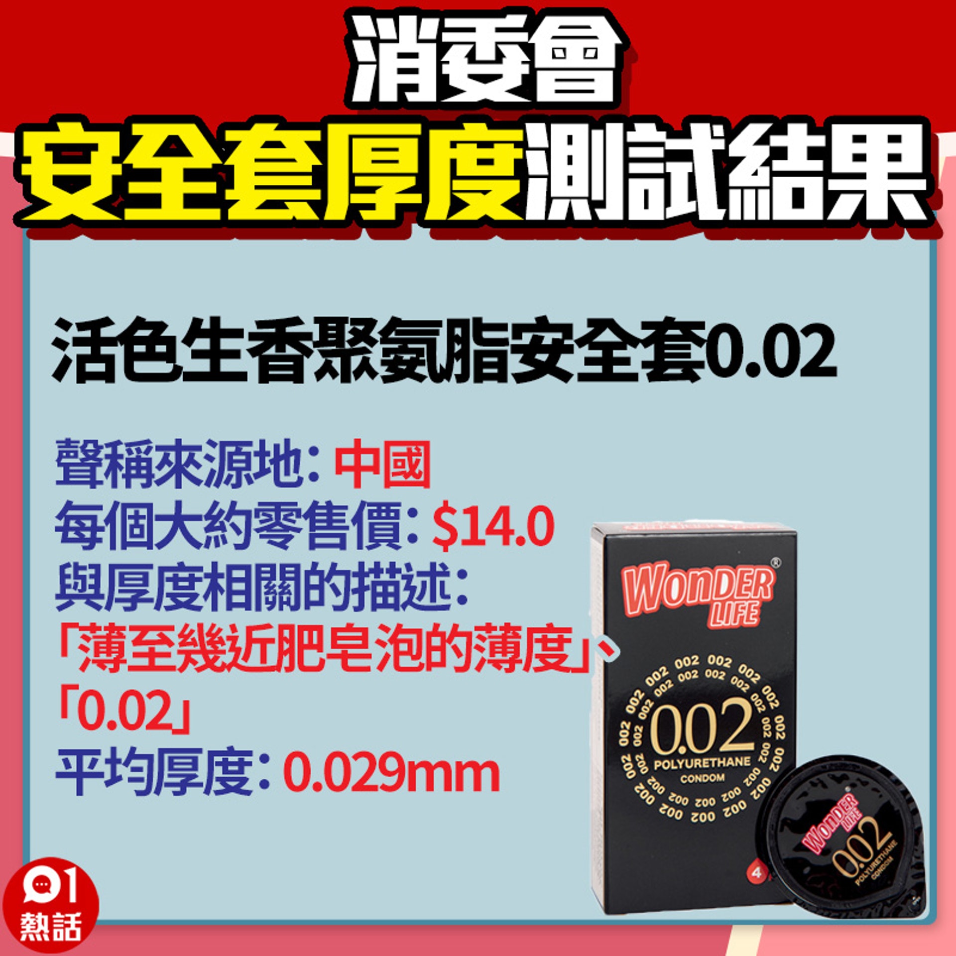 【消委會安全套厚度測試結果】7. (01熱話製圖/消委會資料) 【消委會安全套厚度測試結果】7. (01熱話製圖/消委會資料)