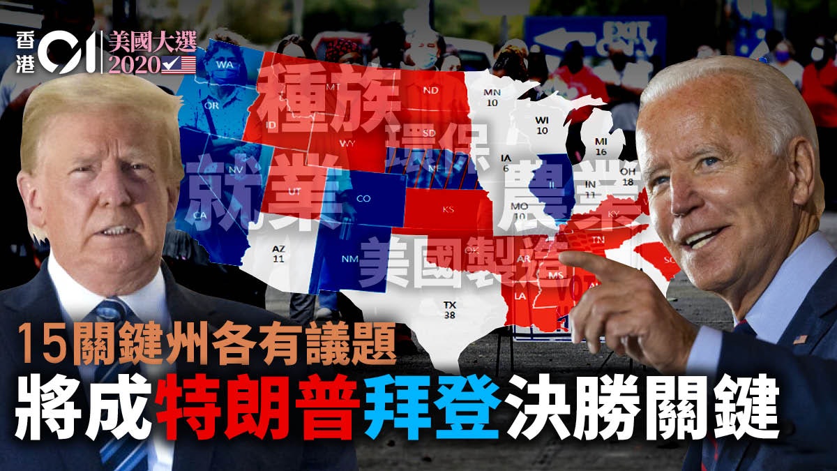 美國大選2020|決勝關鍵 逐個詳解15個搖擺州 美國大選2020|決勝關鍵 逐個詳解15個搖擺州